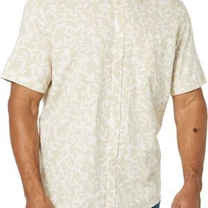 Short Sleeve Linen Blend Collared Button Down Coastal Shirt Men’s Size XXL